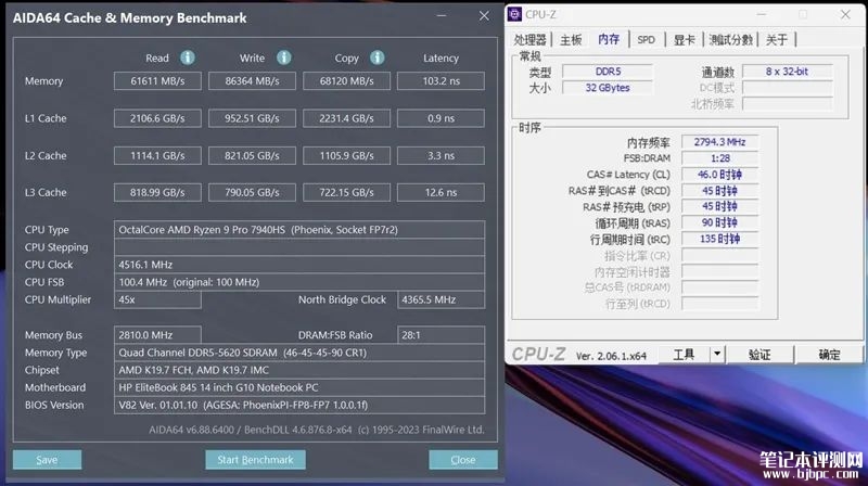 惠普战X 2023锐龙版笔记本（R9-PRO 7940HS）评测，笔记本评测网（bjbpc.com）