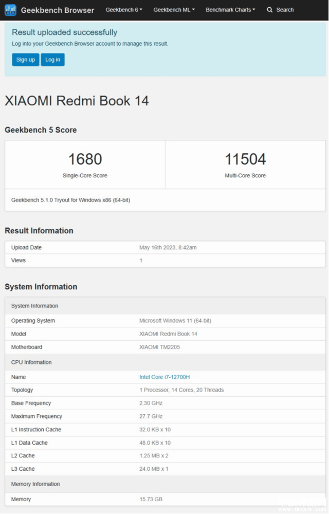 小米Redmi Book 14笔记本（i7-12700H）生产力评测，笔记本评测网（bjbpc.com）