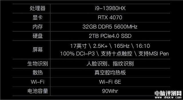 微星创造者Z17 HX Studio笔记本(i9 13980HX+RTX4070)评测，笔记本评测网（bjbpc.com）