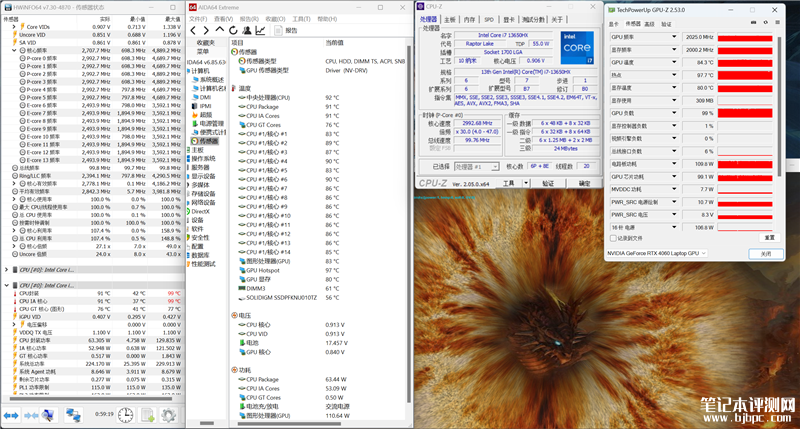 七彩虹将星X15 AT 23H2笔记本（i7 13650HX+RTX4060）评测，笔记本评测网（bjbpc.com）