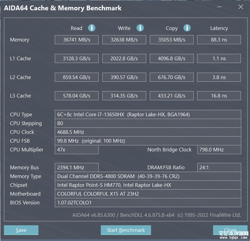 七彩虹将星X15 AT 23H2笔记本（i7 13650HX+RTX4060）评测，笔记本评测网（bjbpc.com）