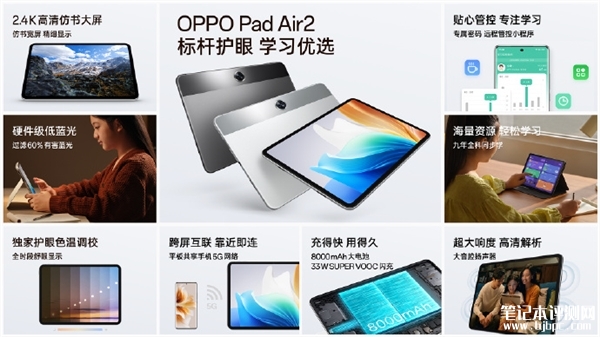 OPPO Pad Air2发布 2.4K护眼屏+8000mAh大电池首发价1299元起，权威笔记本评测网站,www.dnpcw.com