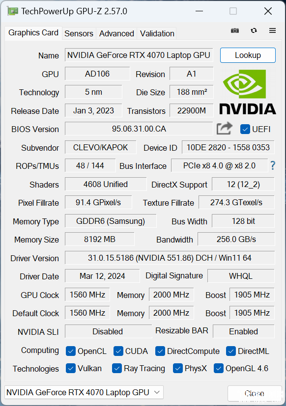七彩虹隐星P16 TA 24笔记本(i7 13650HX+RTX4070）评测，笔记本评测网（bjbpc.com）