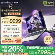 七彩虹隐星P16 Pro笔记本(i9-13900HX RTX5070Ti 32G 1T）评