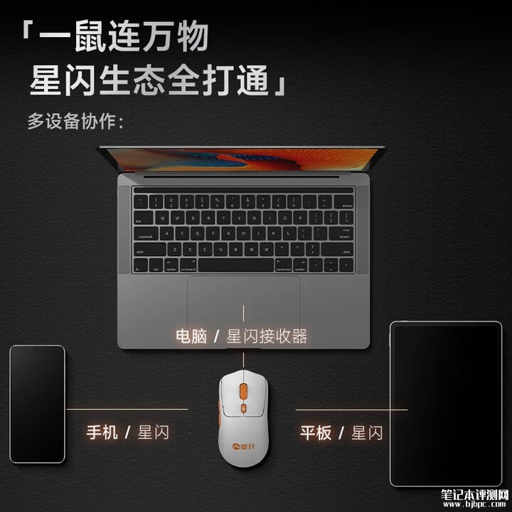 攀升炎橙PS106NL星闪鼠标上架 双1KHz回报率+600毫安时电池售价99元,笔记本评测网(bjbpc.com)