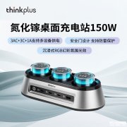 联想ThinkPlus锋行者氮化镓150W桌面充电站发布 3AC+3C+1A复合接口组合价格599元