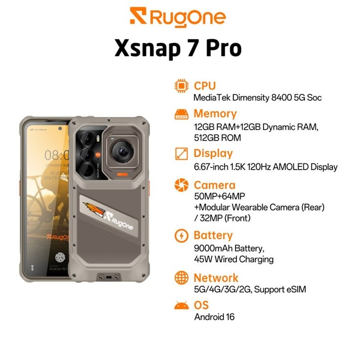 Ulefone RugOne Xsnap 7 Pro手机发布 搭载天玑8400处理器+9000mAh大电池,笔记本评测网(bjbpc.com)