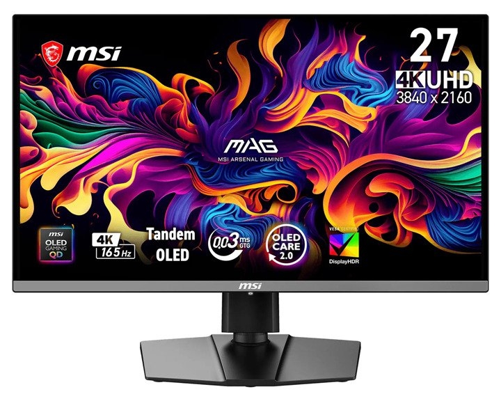 微星MAG 272UP QD-OLED E16显示器发布 26.5英寸第四代QD-OLED面板+UHD 165Hz,笔记本评测网(bjbpc.com)