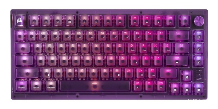 海盗船K65 PLUS WIRELESS机械键盘原子紫配色发布 1kHz轮询率与266小时续航,笔记本评测网(bjbpc.com)