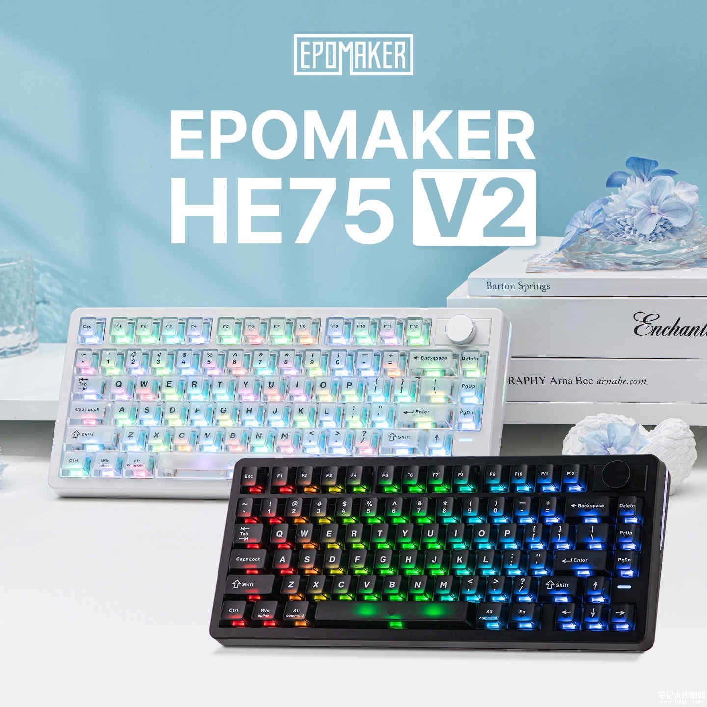 EPOMAKER HE75V2三模磁轴键盘上架销售 Gasket结构+8kHz回报率+8000mAh电池价格449元，笔记本评测网（bjbpc.com）