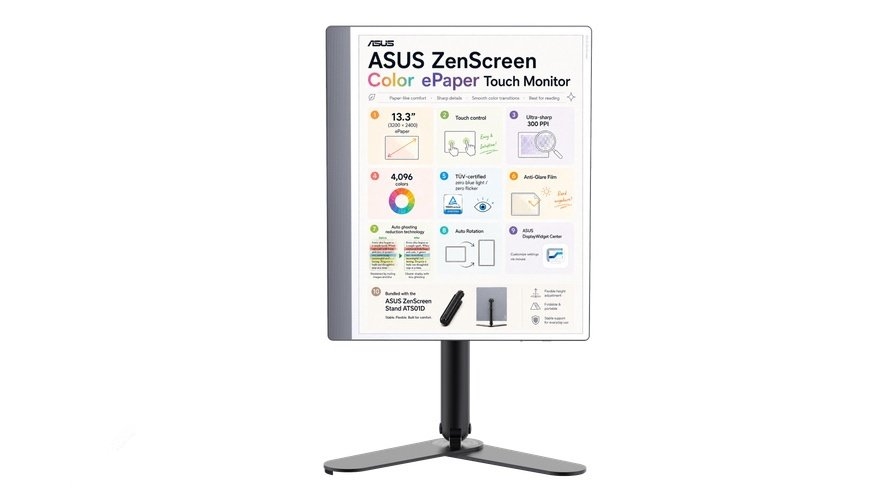 华硕ZenScreen Color ePaper MP13UC墨水屏显示器发布,笔记本评测网(bjbpc.com)