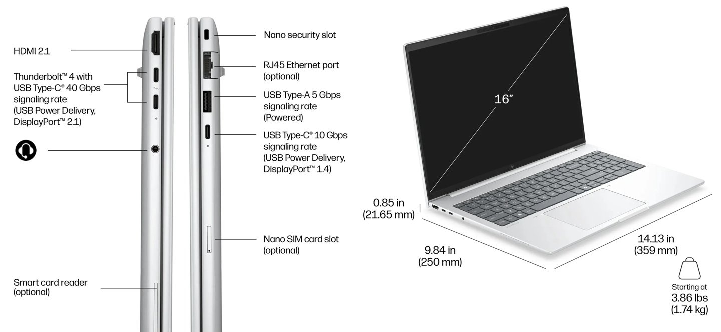惠普EliteBook 8 G2a 16笔记本海外发布:16英寸1.74kg轻量化商用笔记本,笔记本评测网(bjbpc.com)
