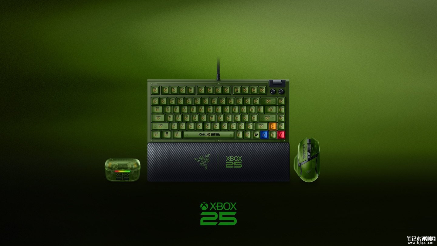 雷蛇XBOX 25周年纪念外设发布：限量发售半透绿设计，笔记本评测网（bjbpc.com）