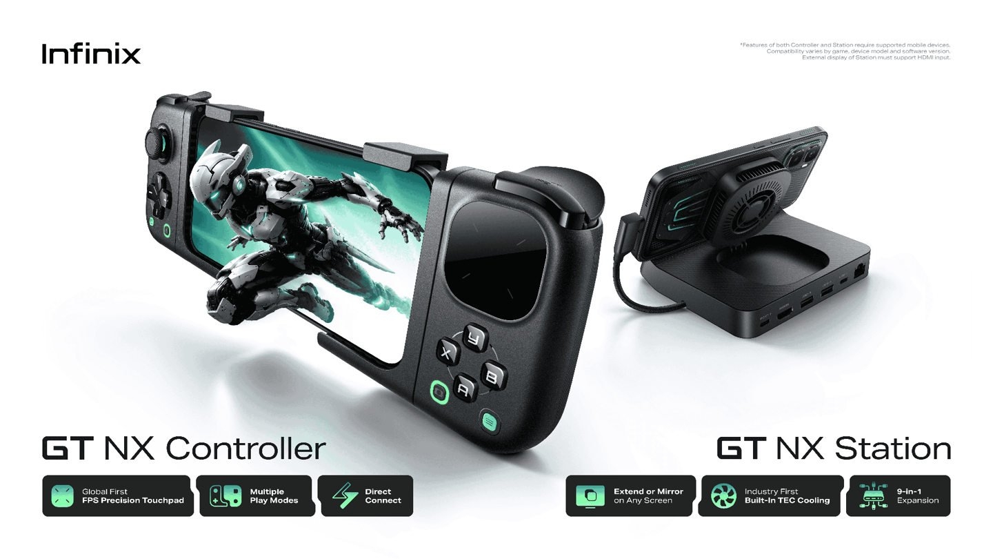 传音Infinix GT NX移动游戏外设发布:两款产品覆盖手柄与扩展坞,笔记本评测网(bjbpc.com)