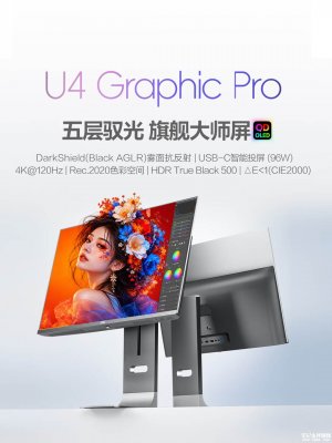 AOC U4 Graphic Pro专业显示器上架：32英寸+4K 120Hz国补价格5248.8元